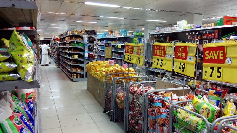 large group of objects, price, product, customer, section, market, tiled floor, warehouse, retails, shopper, deal, seller, buy, purchase, abundance, variation