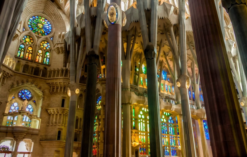 places Of Worship, cathedral, no people, building, old, 1080P, stained Glass, indoors, belief, Barcelona, saint, spirituality, ornate, columns, christianity