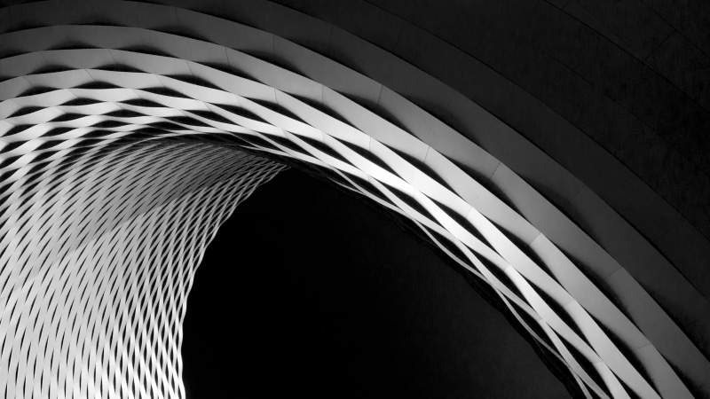 facade, shape, no people, gray, industry, lowlight, pattern, black, geometric Shape, latticework, spiral, curve, ceiling, abstract, studio shot, illustration