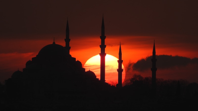 süleymaniye mosque, nature, orange color, suleymaniye mosque, building exterior, tower, building, spire, sunset, outdoors, sun, travel destinations, sky