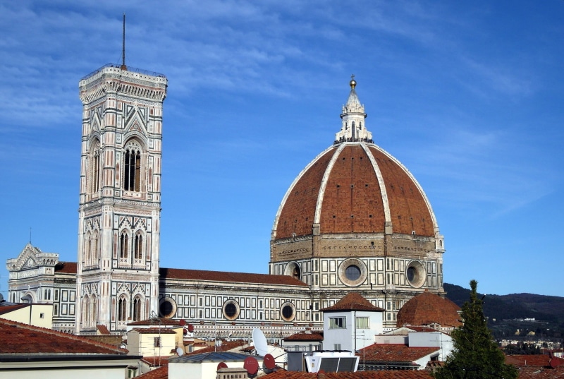Florence, place of worship, city, travel, no people, Italy, architecture, spire, building exterior, built structure, sky, travel destinations, the Cathedral of Santa Maria del Fiore