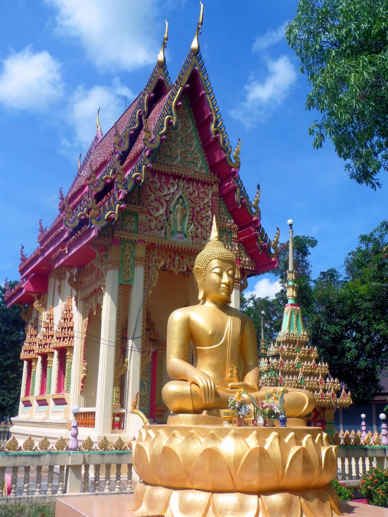thai, buddha, sculpture, religion, thailand, idol, sky, representation, art and craft, ornate, exotic, eastern, temple, outdoors, 1080P, gold colored