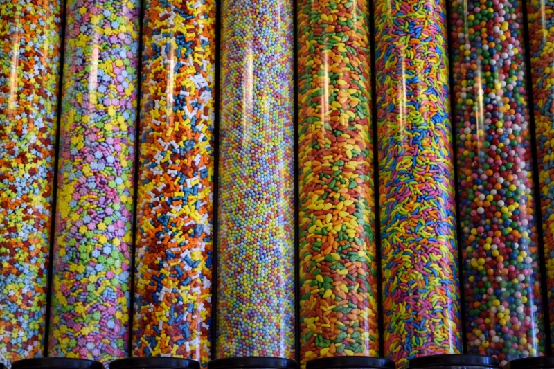 containers, design, Candy, flavor, choice, assortment, assorted, array, no people, backgrounds, glass, clear, For Sale, tasty, variation, retail, in a row