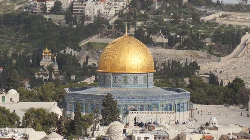 crowd, historic center, dome, foundation field, nature, islam, religion, mountain, outdoors, dome of the rock, golden, tree, architecture, mosque, temple mount