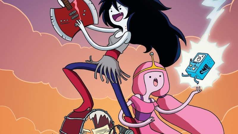 Cartoon Network, Marceline the vampire queen, 720P, outdoors, building exterior, sky, BMO, food, men, Princess Bubblegum, architecture, lifestyles, cartoon