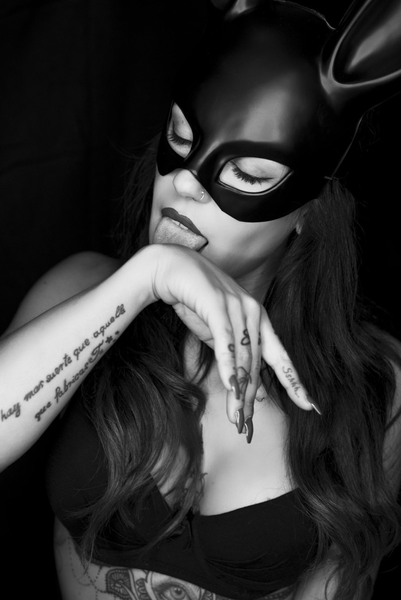1080P, monochrome, women, 500px, inked girls, Juan Antonio Leon, mask