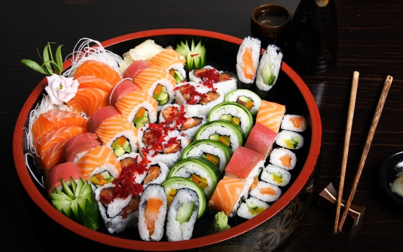 restaurant, salmon - seafood, california, prepared Fish, tuna, cooking, raw Food, still life, plate, salmon, crockery, japan, freshness, meat, asia, ready-to-eat