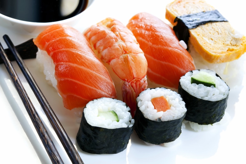 appetizer, food, nori, cultures, slice, 4K, food And Drink, asian food, gourmet, tempura, chopsticks, japanese Cuisine, east Asian Culture, prepared Shrimp