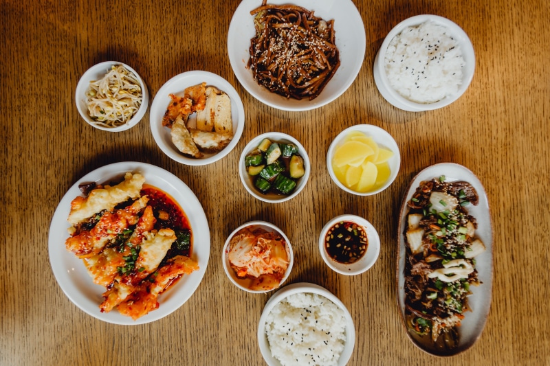 4K, vegetable, wood - material, sauce, dinner, bowl, korean, food, best, table, freshness, healthy eating, condiment, lunch, restuarant, asian food, restaurant