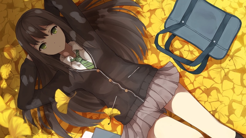 textile, high angle view, 1080P, day, yellow, Shibuya Rin, manga, clothing, standing, art and craft, nature, fashion, sunlight, lifestyles, mask, leisure activity