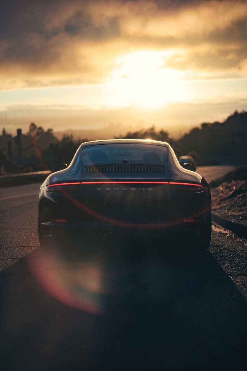 911, porche, luxury, journey, road, people Traveling, travel, black, land Vehicle, traffic, modern, no People, road trip, car, coupe, 5K, dusk, transportation