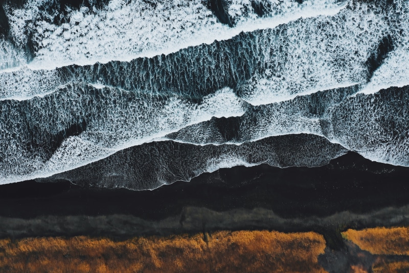 rock - Object, waves, drone view, nature, from above, famous Place, sea, frozen, mountain, snow, landscape, beauty In Nature, black Color
