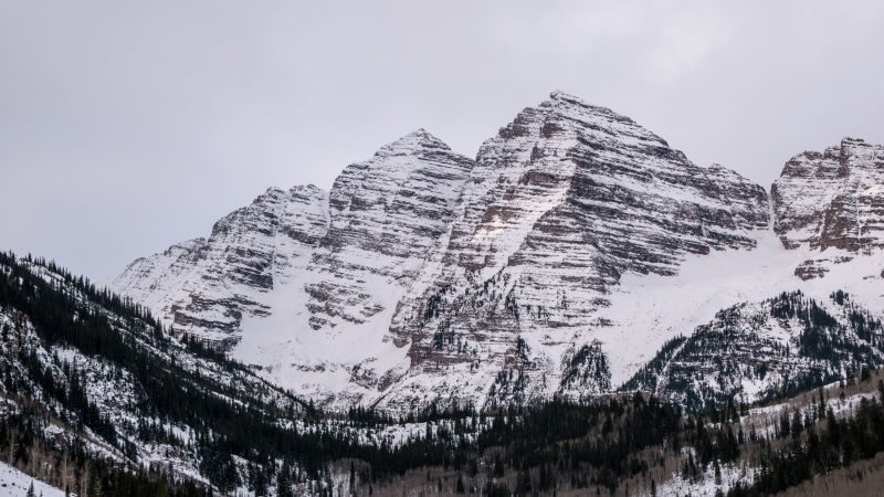 pine tree, beauty in nature, mountain, explore more, snow, tree, maroon bells, abies, sunrise, outdoors, covered, ice, aspen, mountain peak, day, no people