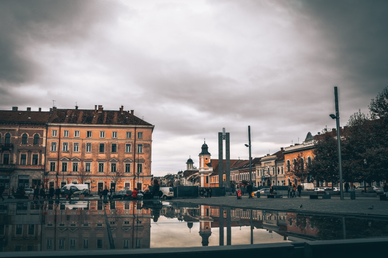 waterfront, built structure, 5K, transportation, overcast, city, reflection, building exterior, residential district, romania, water, mode of transportation