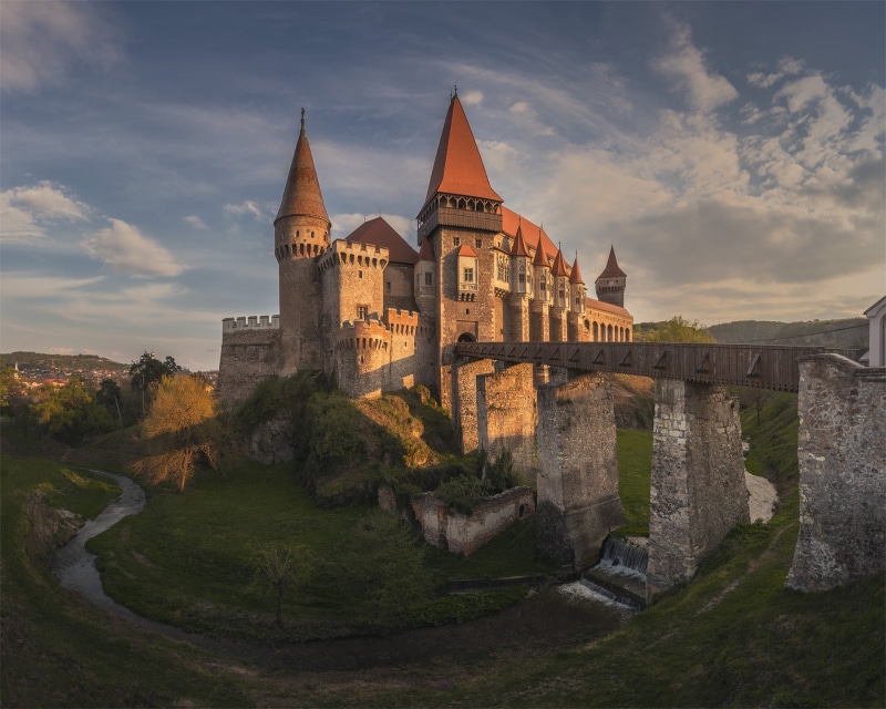 river, The Black River, 1080P, bridge, Transylvania, Corvin Castle, Romania, castle, The Corvin Castle, Hunedoara