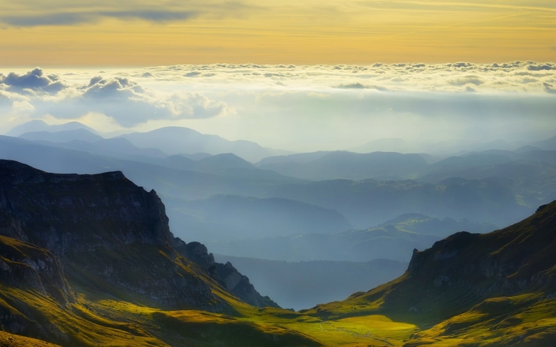 sky, Romania, painting, non-urban scene, scenics - nature, landscape, grass, majestic, mountains, remote, environment, boat, 1080P, idyllic, tranquil scene