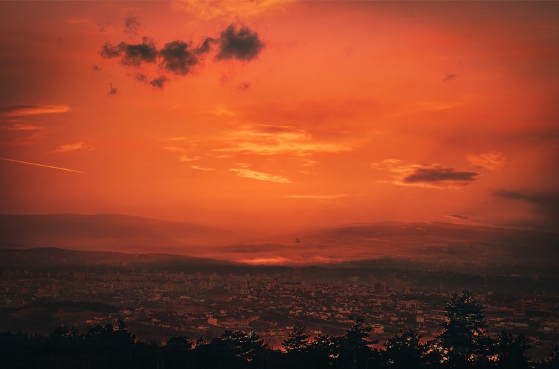 city, cluj-napoca, sky, orange, feleacu, building exterior, outdoors, sunset, built structure, beauty in nature, sun, photo, scenics - nature, aerial, building