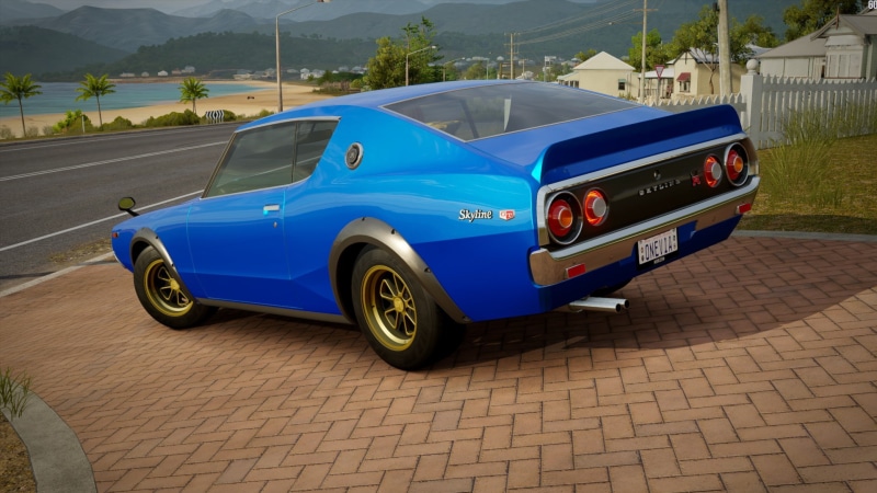 city, drift cars, blue, vintage car, Japanese cars, stationary, motor vehicle, sports car, transportation, JDM, skyline, street, travel, Forza, car, no people