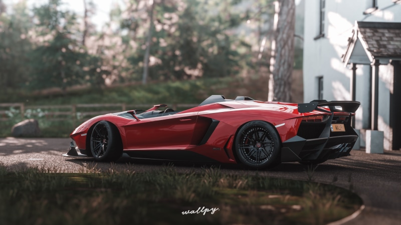 game art, Aventador J, Lamborghini, Microsoft, Forza Horizon 4, by Wallpy, 4K, 2018