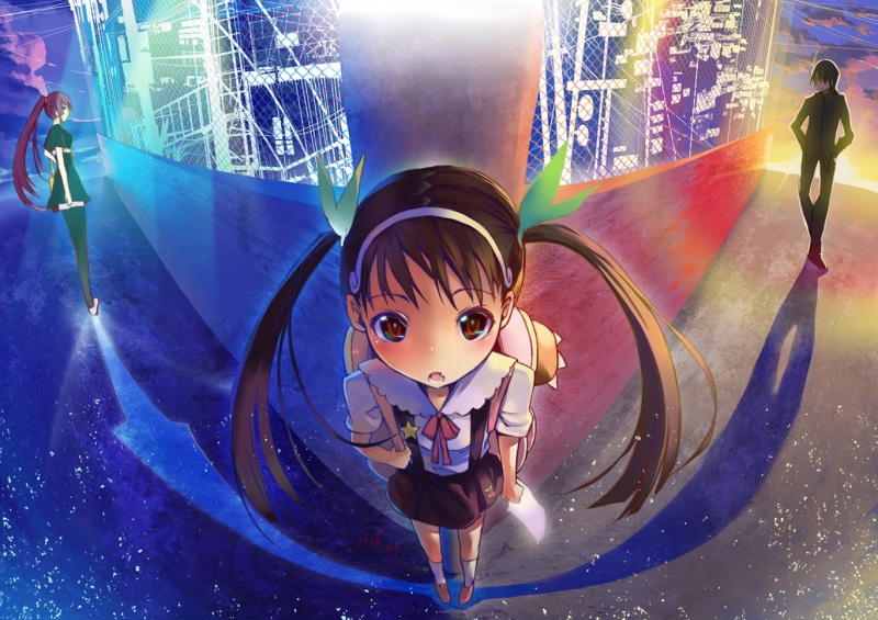 portrait, real people, Monogatari Series, girls, innocence, lifestyles, front view, representation, people, Araragi Koyomi, playground, anime girls, boys