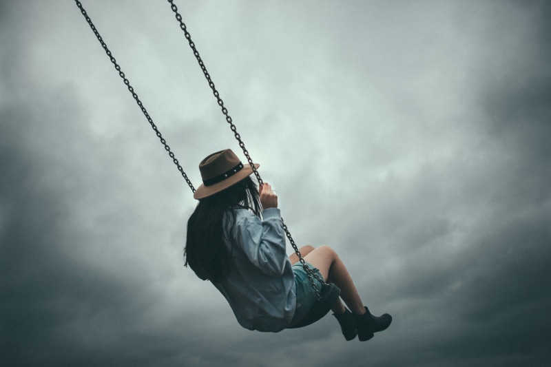 one person, clouds, women, rope, women outdoors, casual clothing, nature, holding, sky, day, Noel Alvarenga, adult, low angle view, brunette, playground
