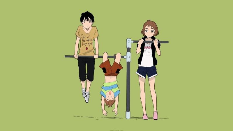creativity, hairstyle, bag, manga, playground, people, character, child, Kami-sama ga Uso o Tsuku, friendship, hair, Suzumura Yuuta, holding, two people