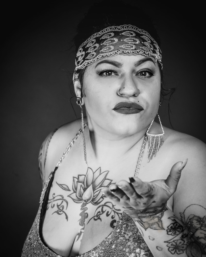 make-up, headshot, portrait, black and white portrait, united states, 4K, females, tattoo, adult, young adult, leisure activity, studio shot, women, lifestyles
