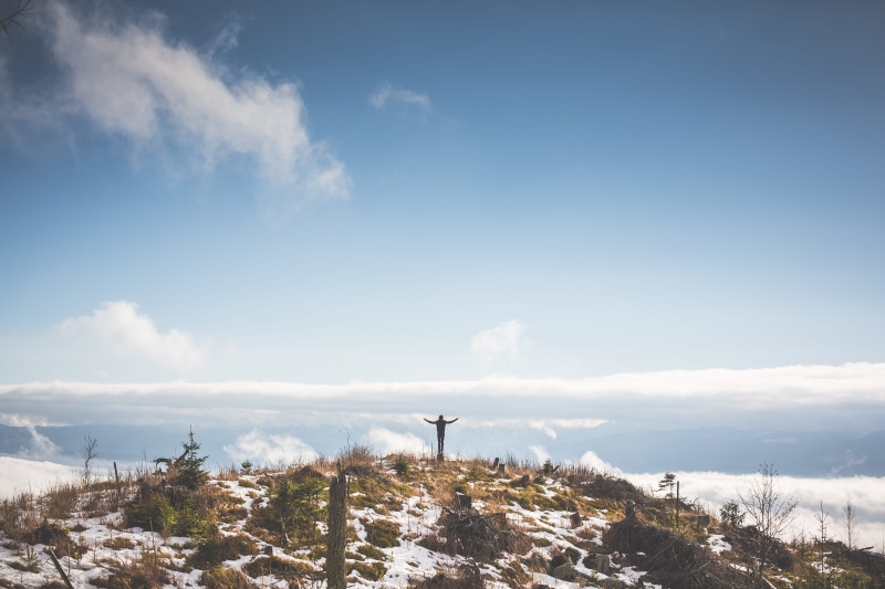 snow, small people, high tatras, mountains, day, one person, Mountain, cloud - Sky, winter, nature, room for text, top, boy, top of the world, guy, environmental conservation