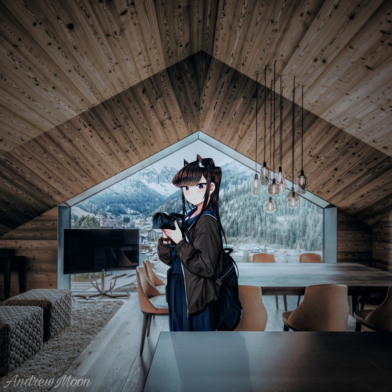 Komi Shuuko, cabin, Comyushou desu., 1808 Photo, forest, anime, Komi-san wa, Komi Shouko, landscape, #realistic depiction, 2K