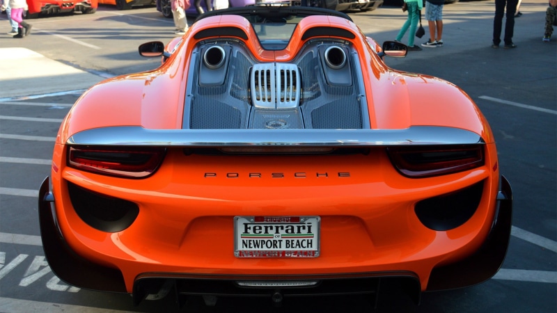 orange, car, Porsche 918 Spyder, 1080P