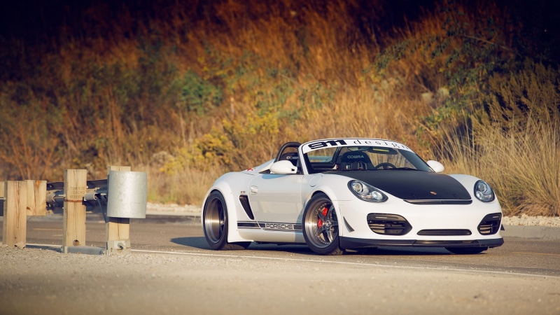 vintage car, porsche, luxury, mode of transportation, motor vehicle, road, sports car, Porsche Boxster Spyder, car, outdoors, 1080P, transportation, white