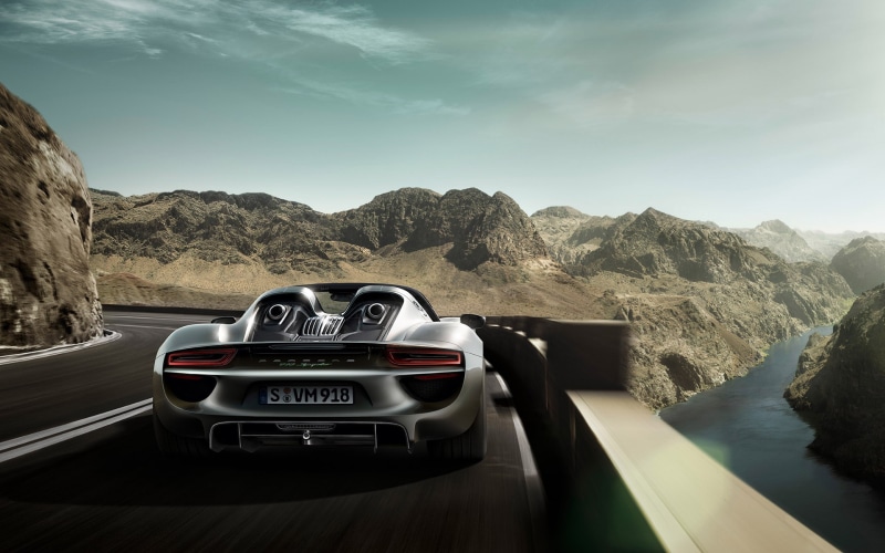 1080P, stunning, view, porsche, rear, porsche 918 spyder, spyder, road, rear view, 2015