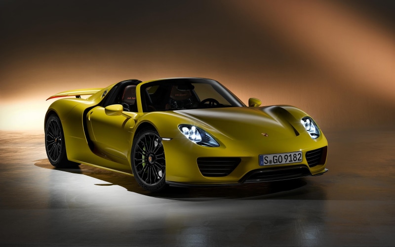 yellow, 2K, view, spyder, side view, side, porsche, porsche 918
