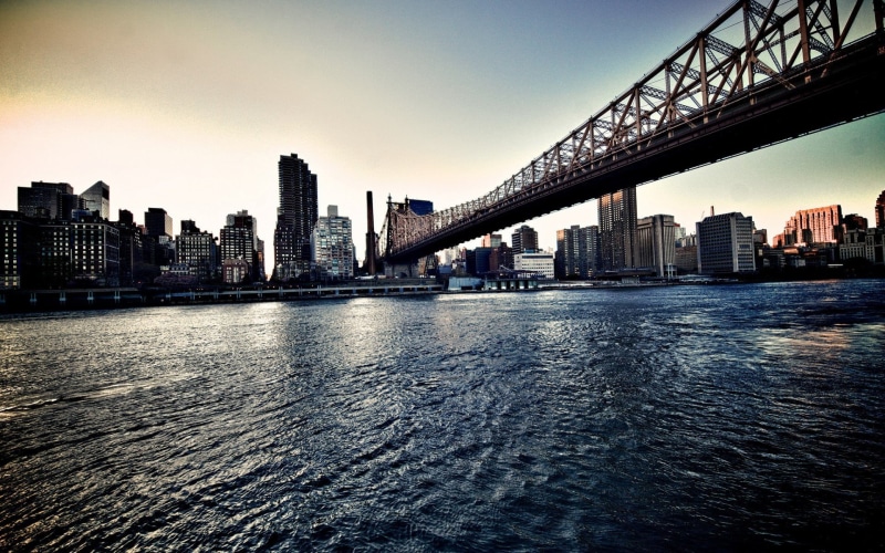 modern, building, manhattan Bridge, sea, transportation, manhattan - New York City, 1080P, waterfront, USA, famous Place, office building exterior, new York State