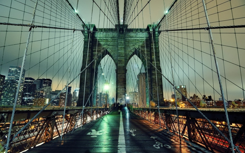 cityscape, manhattan - New York City, urban Skyline, cable, built Structure, connection, steel Cable, new York City, united states, hudson River, night