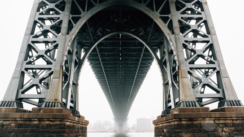 tourism, bridge - man made structure, mist, connection, nature, engineering, building, underneath, New York City, city, river, girder, metal, travel destinations