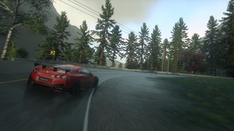 land vehicle, plant, transportation, Nissan GTR, outdoors, supercar, car point of view, mode of transportation, nature, road, motor vehicle, blurred motion