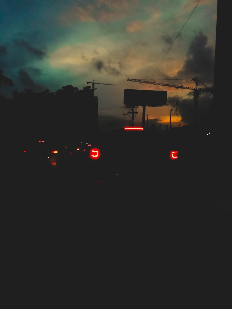 no people, panama, sunset, architecture, mood, tail light, cloud - sky, nature, car, night, street, silhouette, dusk, light, 4K, illuminated, car point of view