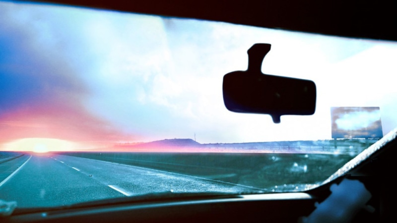 vehicle interior, windshield, rear-view mirror, sign, road trip, nature, indoors, motor vehicle, road, car, 1080P, on the move, journey, glass - material