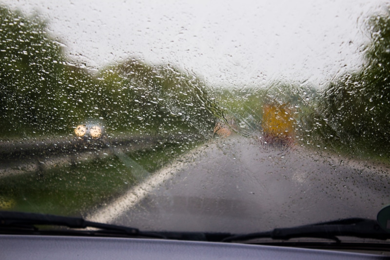 car point of view, land vehicle, drop, transportation, lights, windshield, 5K, transparent, wet, travel, road, glass, car interior, weather, window, raindrop