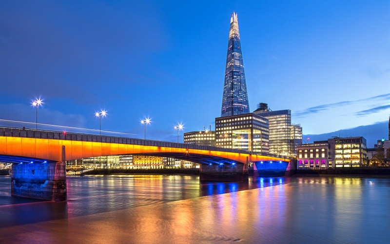 Evening, London, England, Thames, 1080P, Lights, Buildings, Bridge, River