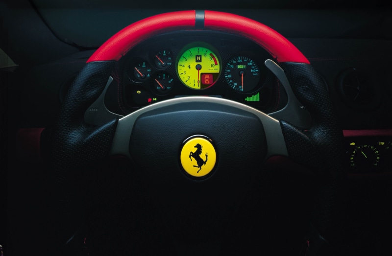 close-up, control panel, car interior, transportation, number, high angle view, dashboard, no people, car, control, Ferrari, vehicle interior, indoors