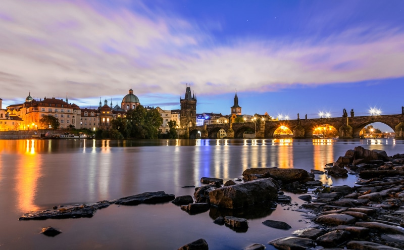 stars, sunrise, charles bridge, bridge, morning, Europe, prague, city, charles, stones, water, Czech Republic, long exposure, 5K, vltava, river, landscape
