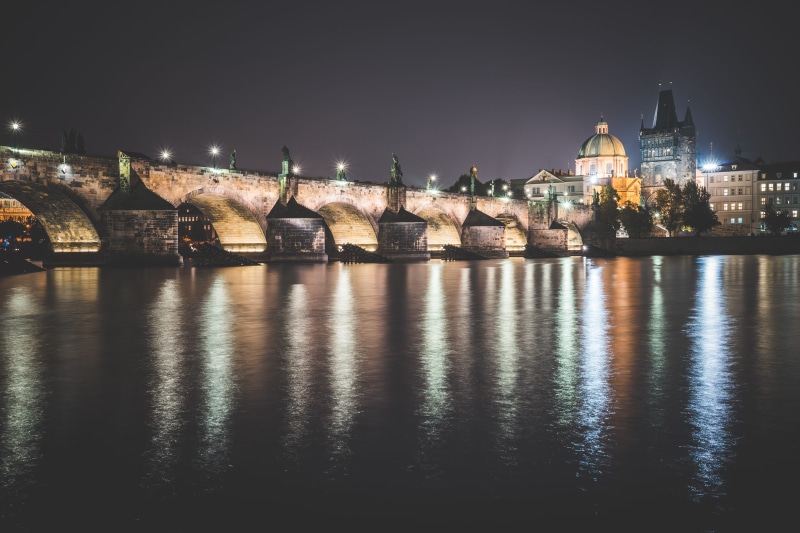 vltava, charles bridge, czechia, building exterior, vltava river, old city, building, river side, lights, illuminated, travel destinations, capital city