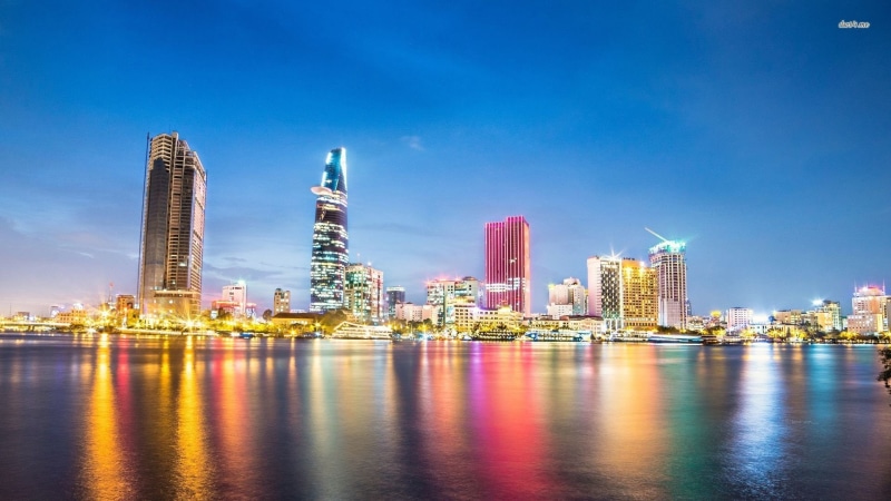 Saigon River, Cities, 1080P, Building, Vietnam, Ho Chi Minh City, Bitexco Finacial Tower