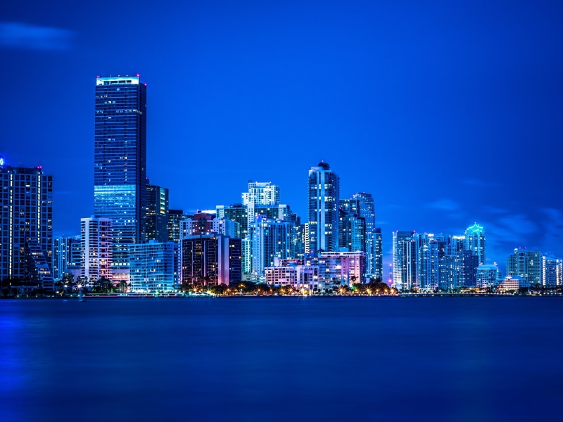 Lights, 2K, Miami, Blue, Buildings, City, Florida, Night