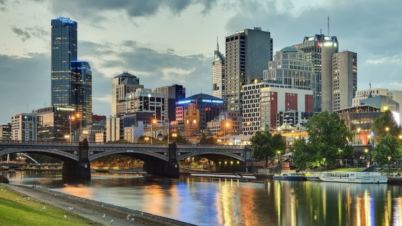 Bridge, Melbourne, 1080P, River, Buildings, City, Lights, Australia