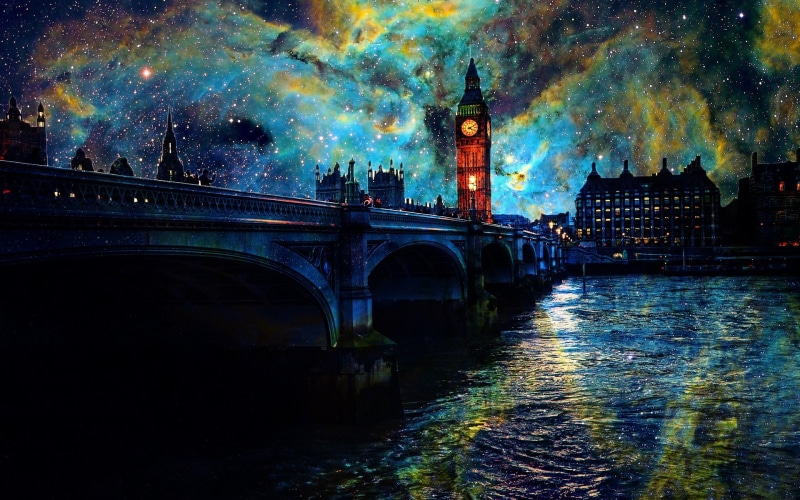 Beautiful, London, Pictures, Bridge, Stars, Art, River, Night, Lights, 1080P