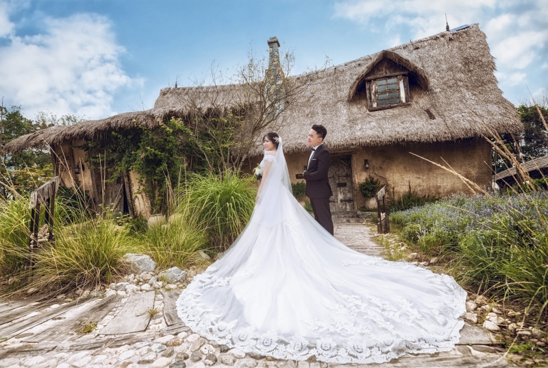 full length, man, husband, life events, men, positive emotion, house, summer, outfits, people, married, couple - relationship, wedding gown, woman, 5K