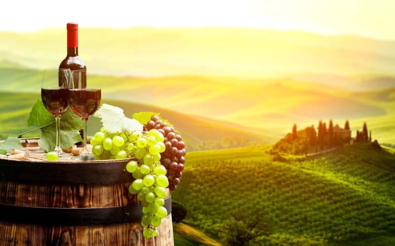 Wine, Fruit, Landscape, Glass, 1080P, Barrel, Vineyard, Grapes, Food